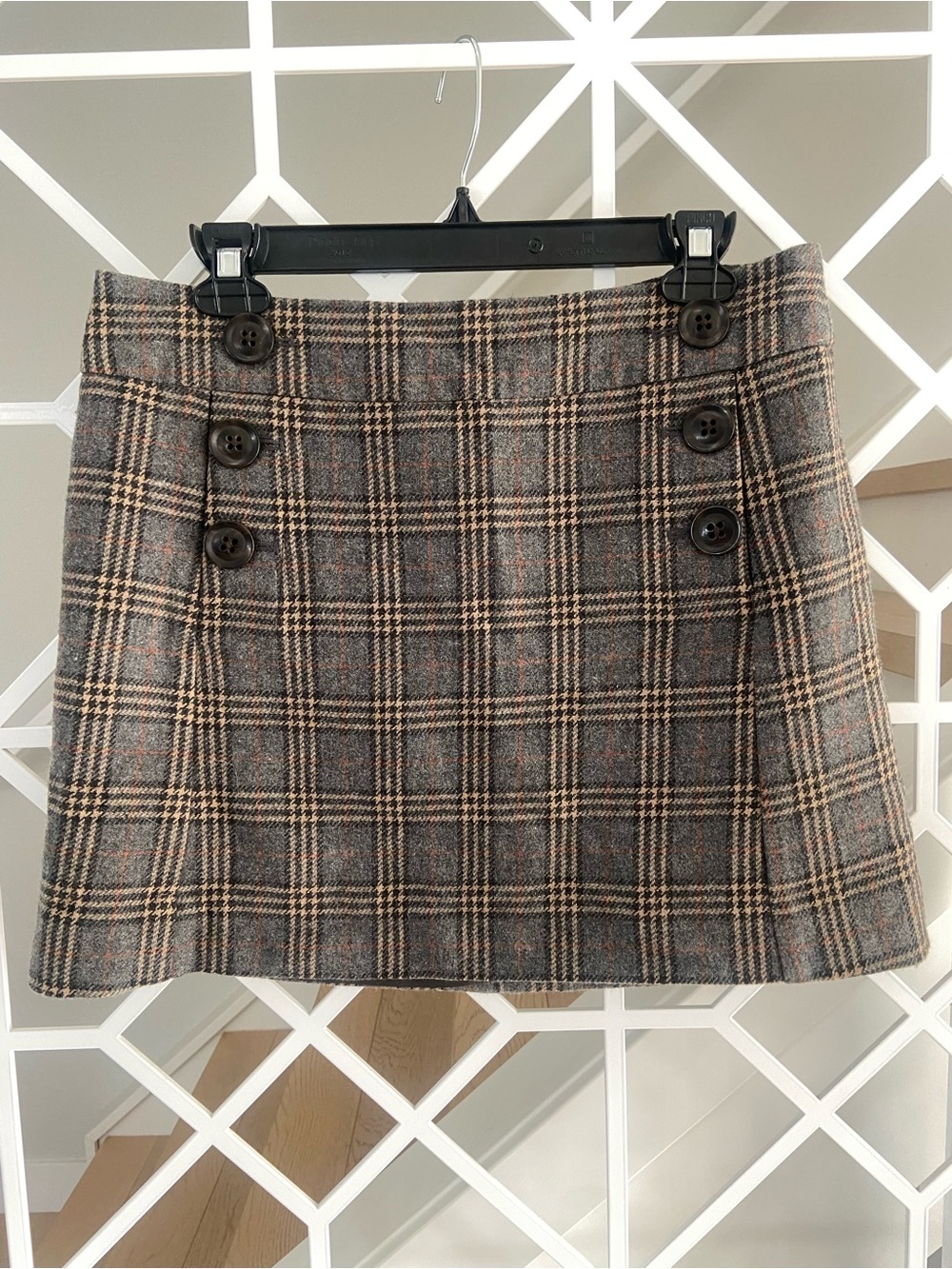 GAP Vintage Y2K Plaid Wool Blend Mini Skirt Grey 6 Fall Winter Preppy EUC